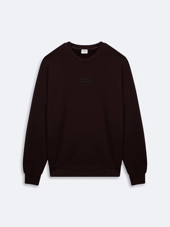 Regular Fit Yazı Baskılı Bisiklet Yaka Kahverengi Sweatshırt