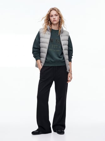 Relaxed Fit Faded Fabric Yazı Baskılı Yeşil Sweatshırt