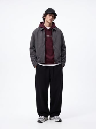 Regular Fit Yazı Baskılı Kapüşonlu Bordo Sweatshırt