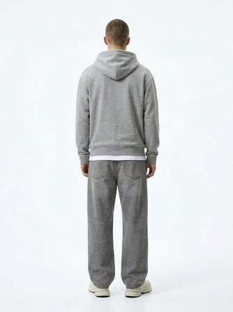 Relaxed Fit Cep Detaylı Kapüşonlu Gri Sweatshırt