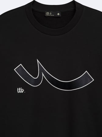 Regular Fit Sign Baskılı Bisiklet Yaka Siyah Sweatshırt