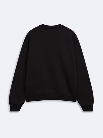 Regular Fit Yazı Baskılı Bisiklet Yaka Siyah Sweatshırt