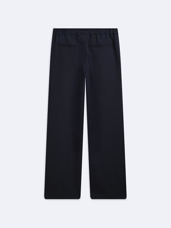 Baggy Pile Detaylı Çizgili Lacivert Pantolon