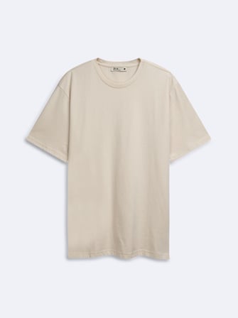 Regular Fit Basic Bisiklet Yaka Bej T-shırt