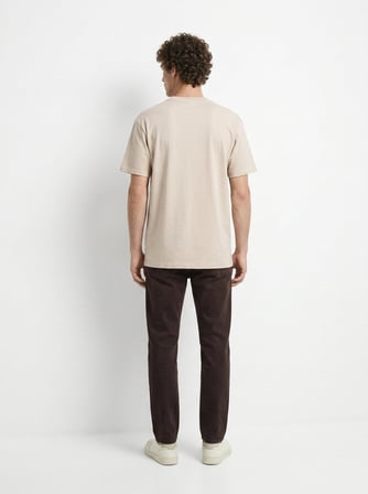 Regular Fit Basic Bisiklet Yaka Bej T-shırt