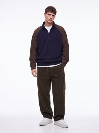 Regular Fit Yarım Fermuarlı Polar Lacivert Sweatshırt