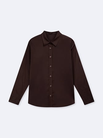 Regular Fit Basic Uzun Kollu Kahverengi Gömlek