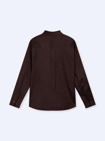 Regular Fit Basic Uzun Kollu Kahverengi Gömlek
