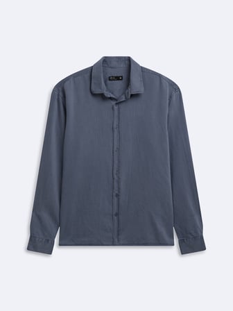 Relaxed Fit Faded Fabric Mavi Gömlek