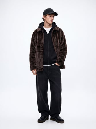 Relaxed Fit Kürk Kahverengi Ceket