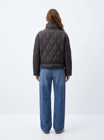 Oversize Kapitone Şişme Yeşil Mont