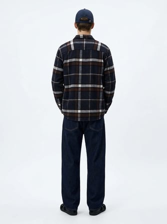 Relaxed Fit Ekoseli Cep Detaylı Karışık Gömlek