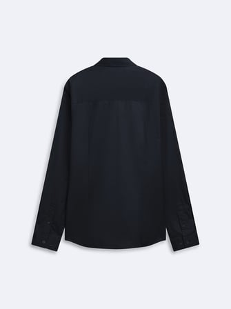 Slim Fit Yaka Detaylı Uzun Kollu Lacivert Gömlek