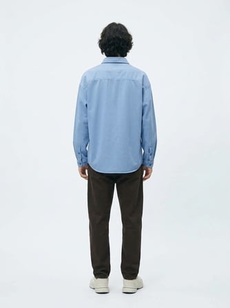 Relaxed Fit Faded Fabric Tencel Mavi Gömlek