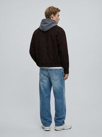 Relaxed Fit Süet Görünümlü Kahverengi Mont