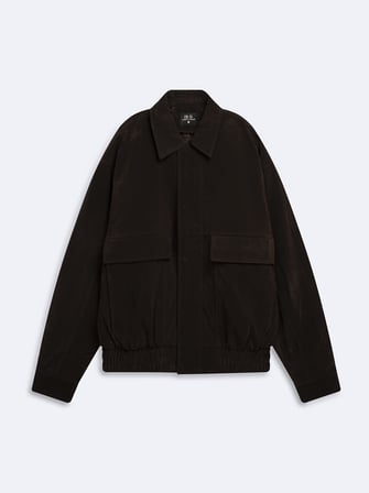 Relaxed Fit Süet Görünümlü Kahverengi Mont