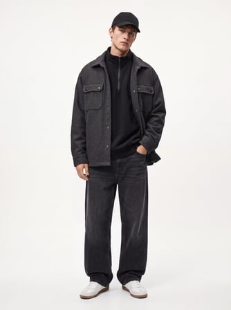 Regular Fit Cep Detaylı Gri Mont