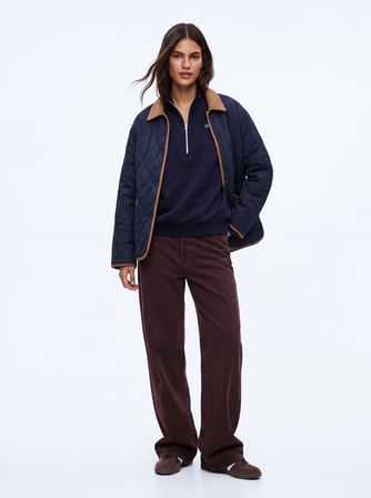 Regular Fit Yarım Fermuarlı Dik Yaka Lacivert Sweatshırt