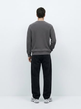 Regular Fit Bisiklet Yaka Triko Gri Kazak