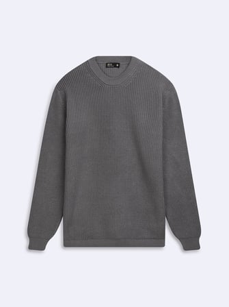 Regular Fit Bisiklet Yaka Triko Gri Kazak