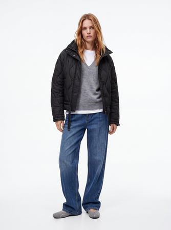 Relaxed Fit V Yaka Triko Gri Kazak