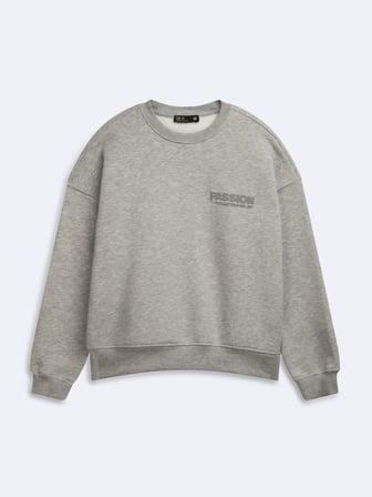 Relaxed Fit Yazı Baskılı Gri Sweatshırt