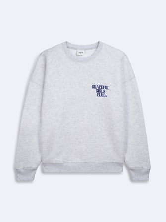 Relaxed Fit Yazı Baskılı Bisiklet Yaka Gri Sweatshırt