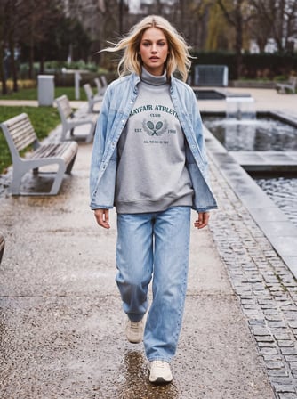 Relaxed Fit Yazı Baskılı Boğazlı Yaka Gri Sweatshırt