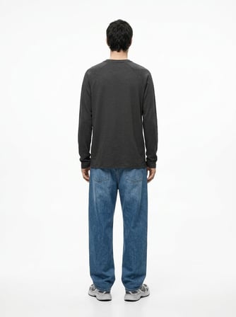 Regular Fit Reglan Kollu Basic Gri Sweatshırt