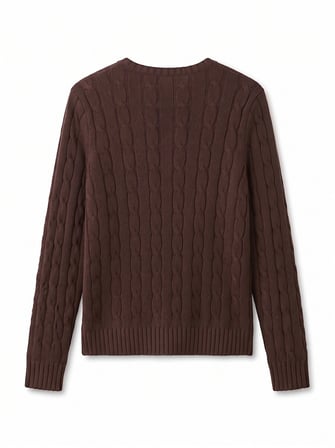 Slim Fit V Yaka Triko Kahverengi Kazak