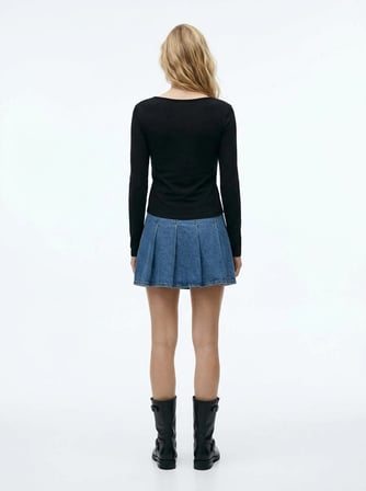 Regular Fit Flamlı Basic Siyah Sweatshırt