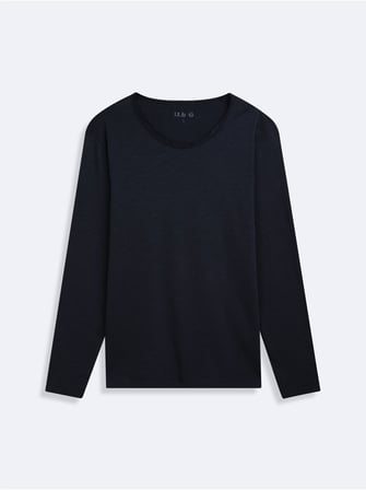 Regular Fit Flamlı Basic Lacivert Sweatshırt