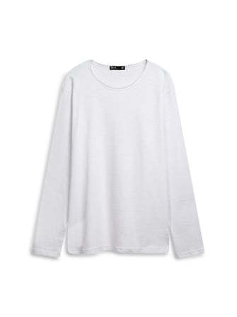 Regular Fit Flamlı Basic Beyaz Sweatshırt