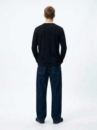 Regular Fit Likralı Basic Siyah Sweatshırt