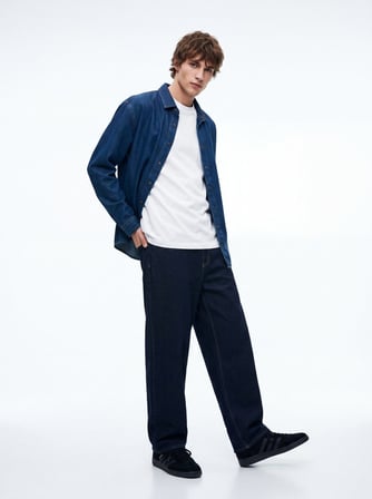 Regular Fit Likralı Basic Beyaz Sweatshırt