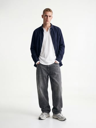 Regular Fit Basic Lacivert Gömlek