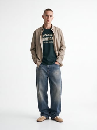 Regular Fit Basic Gri Gömlek
