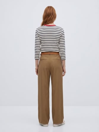 Relaxed Fit Tencel Pileli Kahverengi Pantolon