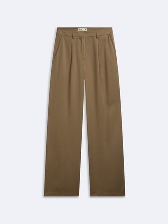 Relaxed Fit Tencel Pileli Kahverengi Pantolon
