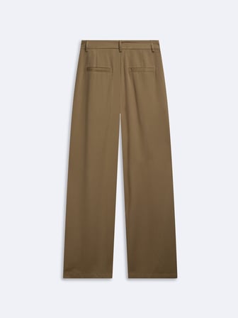 Relaxed Fit Tencel Pileli Kahverengi Pantolon