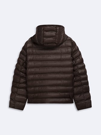 Regular Fit Şişme Kapüşonlu Kahverengi Mont