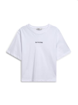 Baby Tee Yazı Baskılı Beyaz T-shırt