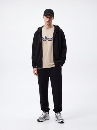 Relaxed Fit Sign Baskılı Bej T-shırt