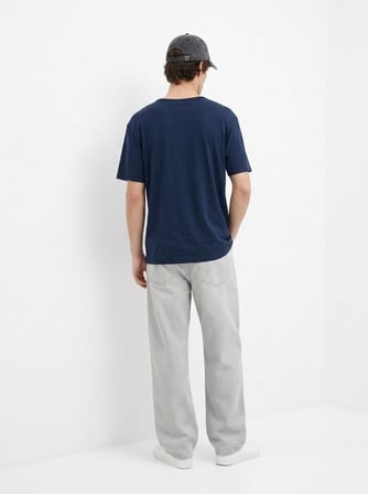 V Yaka Basic Lacivert T-shırt
