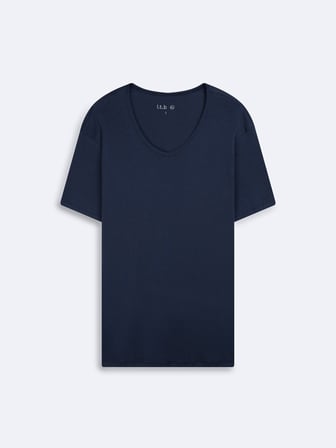 V Yaka Basic Lacivert T-shırt