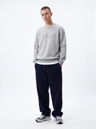Regular Fit Sign Baskılı Bisiklet Yaka Gri Sweatshırt