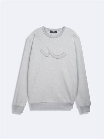 Regular Fit Sign Baskılı Bisiklet Yaka Gri Sweatshırt