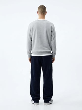Regular Fit Sign Baskılı Bisiklet Yaka Gri Sweatshırt