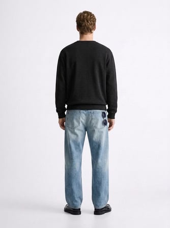 Regular Fit Basic Bisiklet Yaka Antrasit Sweatshırt
