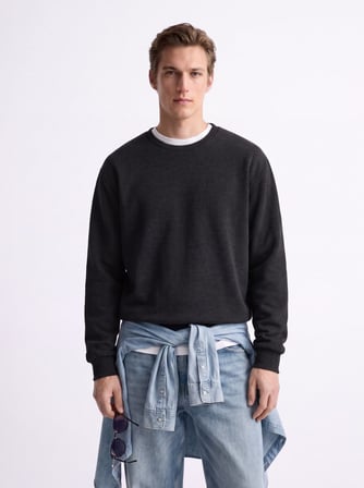 Regular Fit Basic Bisiklet Yaka Antrasit Sweatshırt